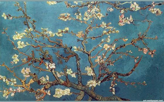 Vincent van Gogh, classic art, painting, flowers, trees, artwork, HD wallpaper