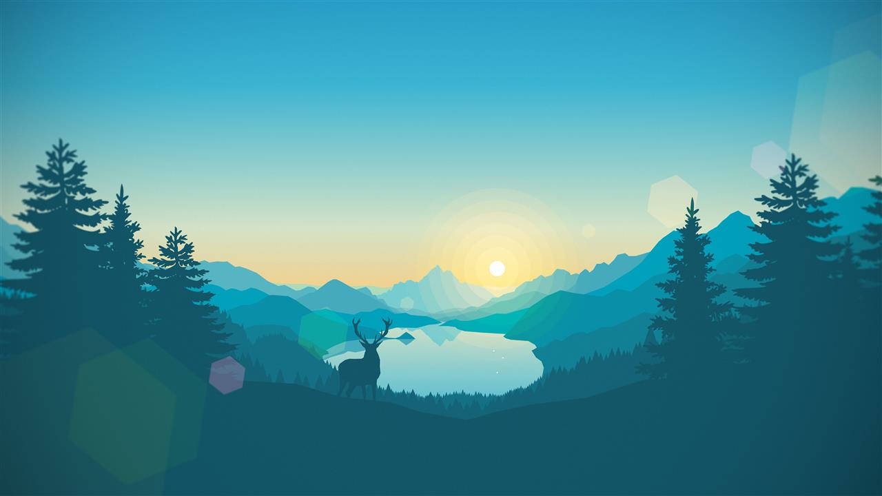 silhouette of deer and trees painting, lake, artwork, gradient, HD wallpaper