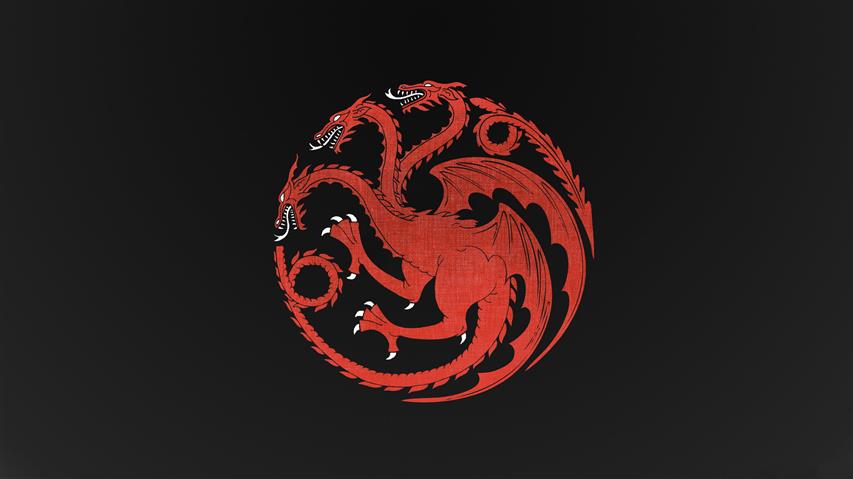 round 3-head dragon logo, House Targaryen, Game of Thrones, black background, HD wallpaper
