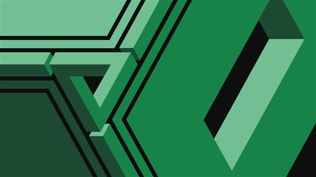Geometry, Penrose Triangle, Abstract, Minimalism, Green, 3D, HD wallpaper