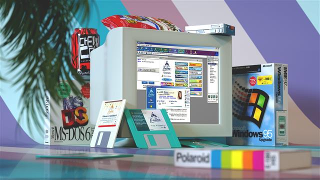 vintage, technology, computer, monitor, Microsoft Windows, Windows 95, HD wallpaper