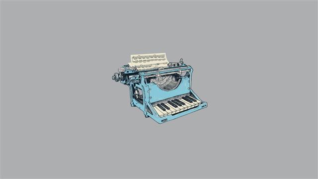 blue and white typewriter piano vector art, digital art, minimalism, HD wallpaper