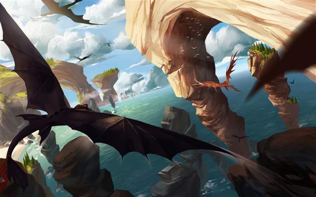 flying dragons digital wallpaper, artwork, fantasy art, How to Train Your Dragon, HD wallpaper