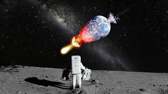 Astronaut NASA Moon Landing Moon Explosion Galaxy Milky Way Stars Earth Planet HD, HD wallpaper