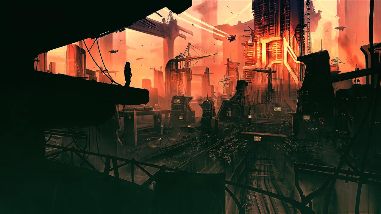 city game wallpaper, artwork, futuristic city, science fiction, HD wallpaper