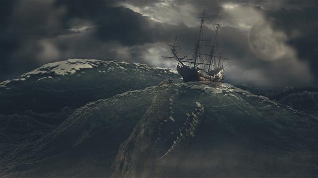 black sailing ship wallpaper, nature, sea, digital art, waves, HD wallpaper