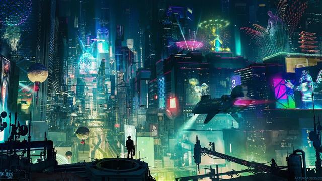 cyberpunk city, neon lights, artwork, scifi, science fiction, HD wallpaper