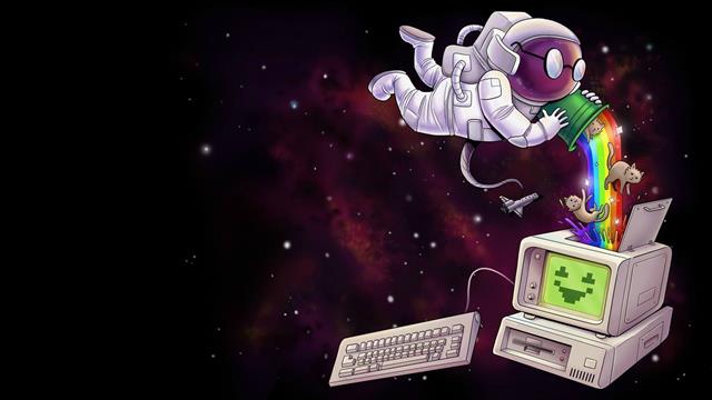 astronaut clipart, Nyan Cat, computer, space, stars, space shuttle, HD wallpaper