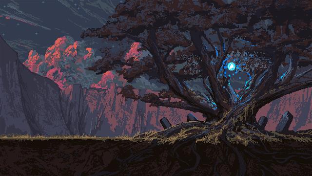 brown tall tree painting, pixel art, trees, magic, Noah Bradley, HD wallpaper