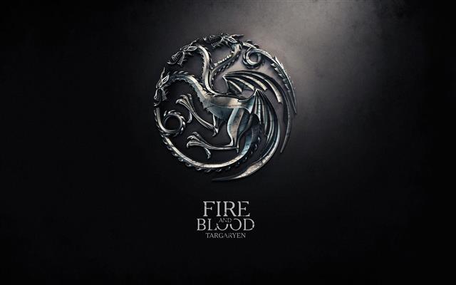 Fire and Blood logo, metal, dragon, Game of Thrones, anime, digital art, HD wallpaper