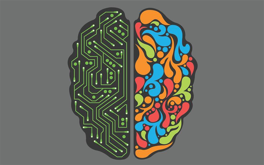 human and robot brains illustration, technology, artwork, minimalism, HD wallpaper