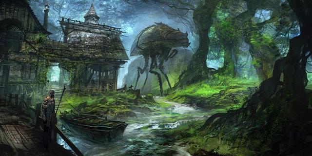 forest painting, The Elder Scrolls III: Morrowind, drawing, artwork, HD wallpaper