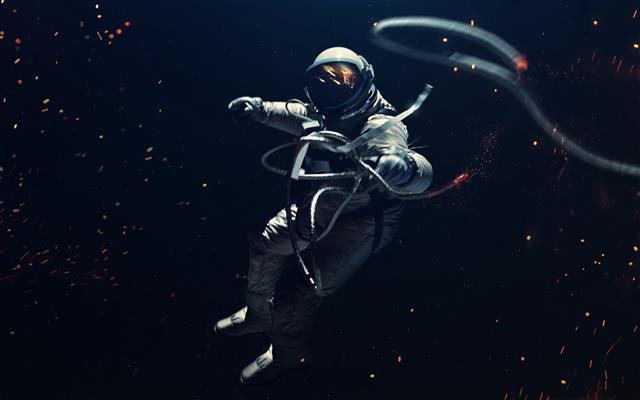 astronaut holding cable digital wallpaper, spacesuit, digital art, HD wallpaper