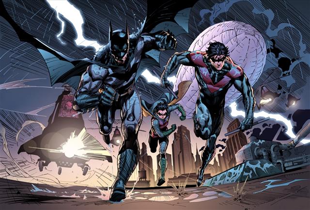 DC Batman and Robin digital wallpaper, dc comics, Nightwing, art and craft, HD wallpaper