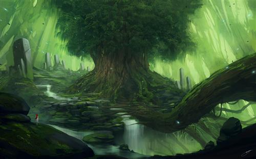 tree wallpaper, trees, green, nature, Yggdrasil, fantasy art, HD wallpaper
