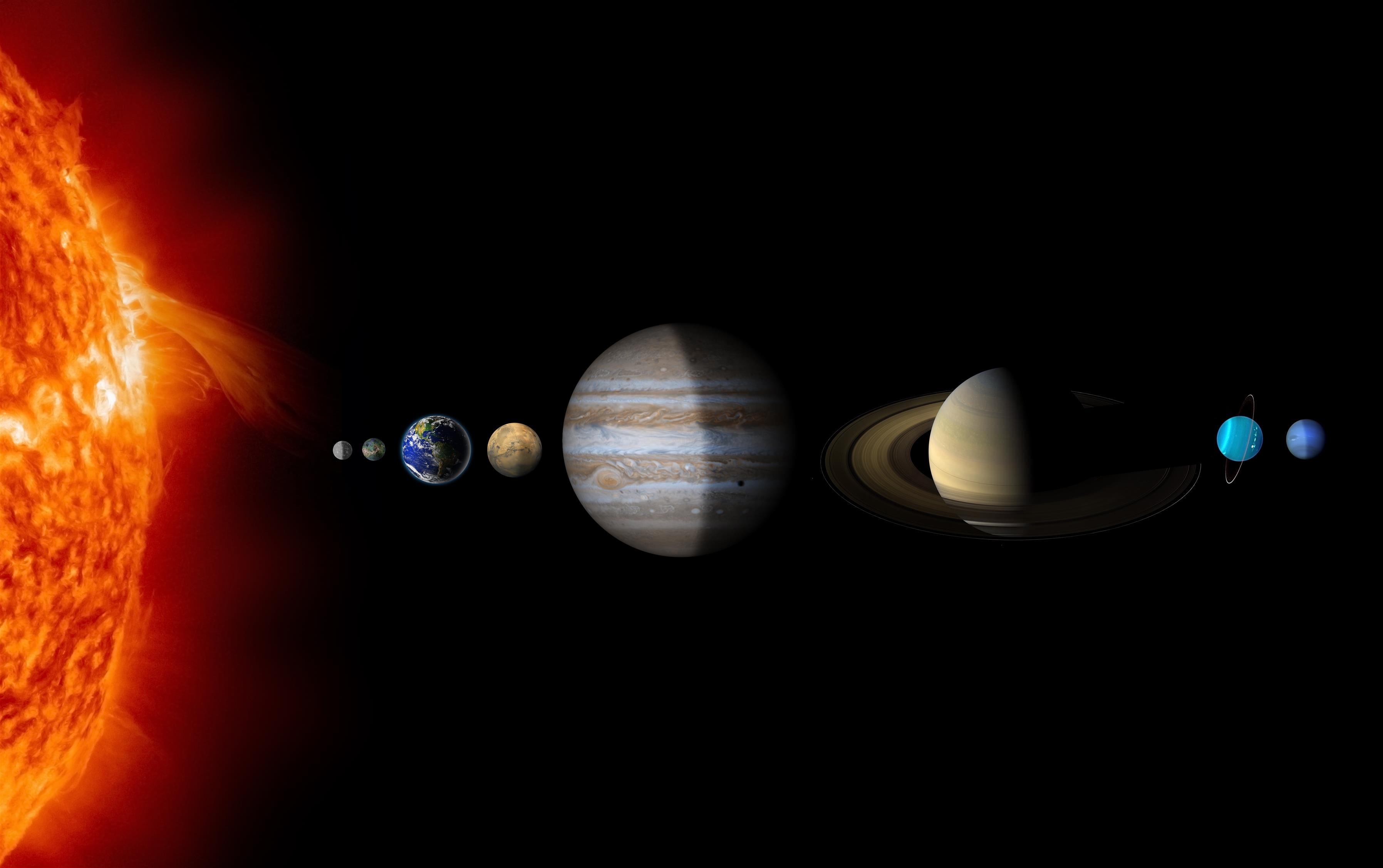 solar system, colors, stars, planets, scale, sphere, planet - Space, HD wallpaper