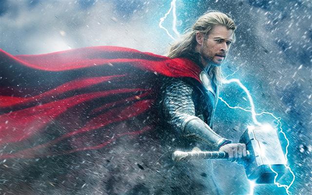 Marvel Thor digital wallpaper, Chris Hemsworth, men, Mjolnir, HD wallpaper
