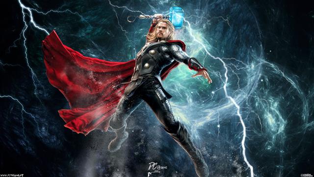 Marvel Thor digital wallpaper, Chris Hemsworth, Marvel Comics, HD wallpaper