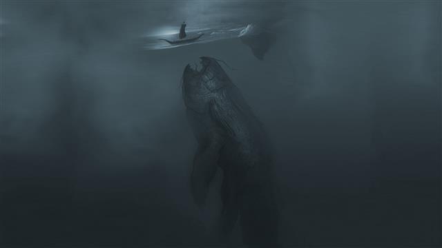 body of water and fish animation wallpaper, fantasy art, spooky, HD wallpaper