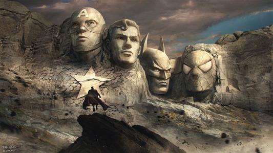 Mount Rushmore with Captain America, Superman, Batman, and Spider-Man face carved wallpaper, Batman, Captain America, Superman, and Spider-Man wallpaper, HD wallpaper