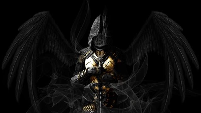 woman holding sword with black wings wallpaper, angel, armor, HD wallpaper