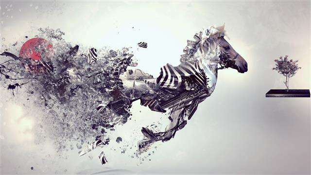 zebra art painting, artwork, digital art, zebras, running, simple background, HD wallpaper