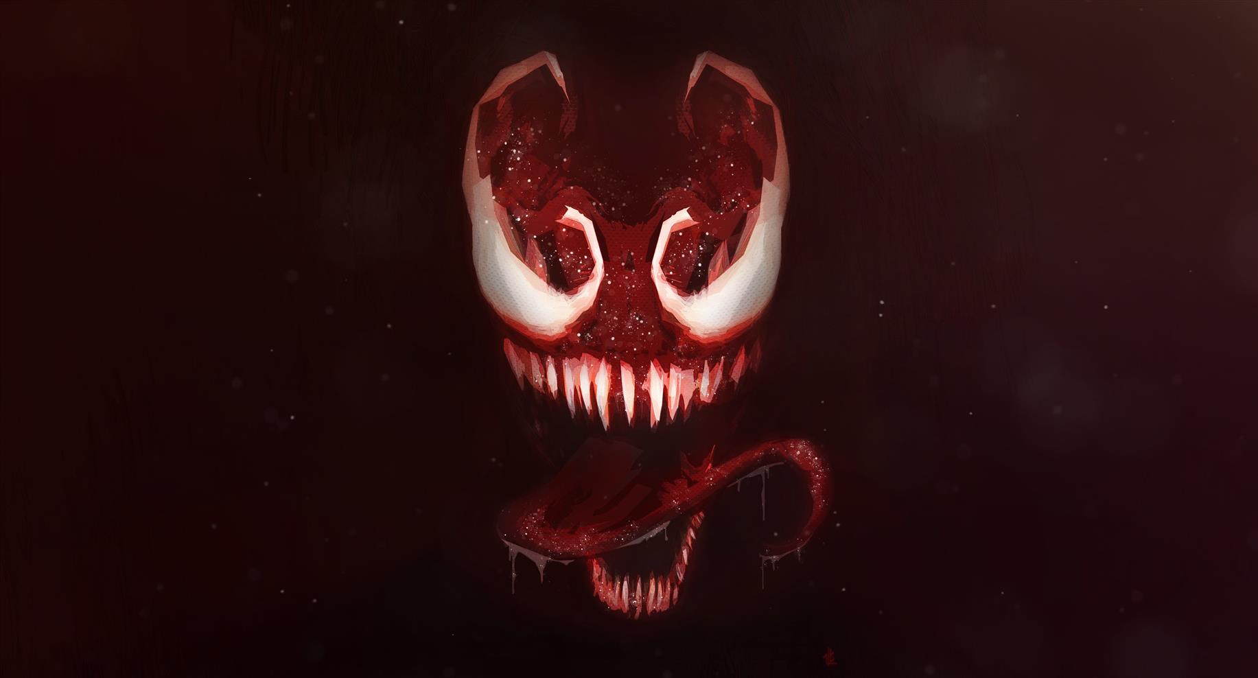 Venom graphic, artwork, tongue out, saliva trail, Spider-Man, HD wallpaper