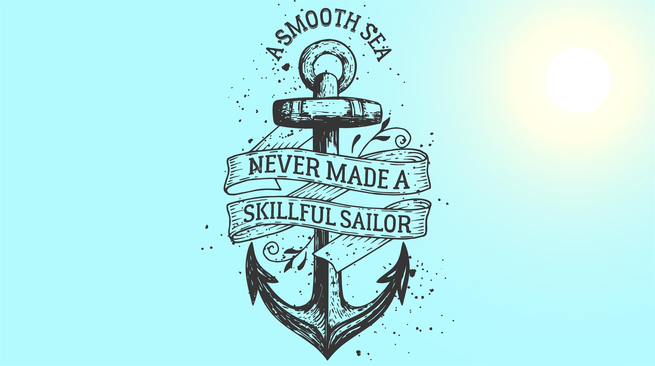 Motive Quote, A Smooth Sea logo, Artistic, Typography, Sailor, HD wallpaper