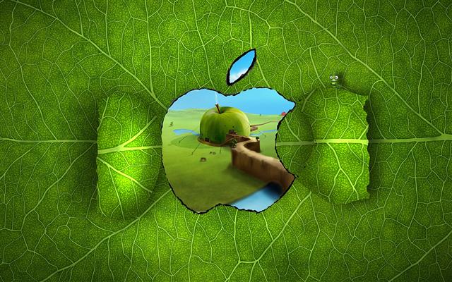 Apple Logo Window, apple leaf, apple green, background, apple fantasy, HD wallpaper