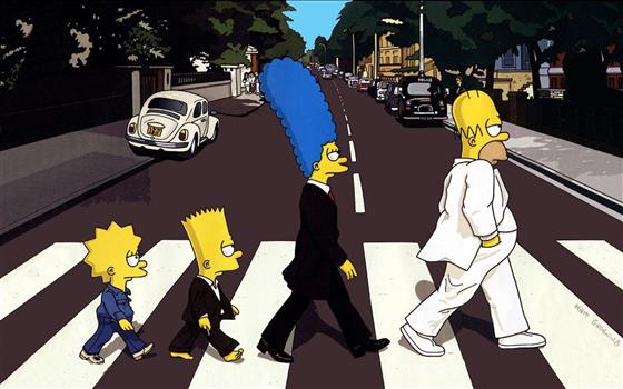 The Simpsons, Homer Simpson, Cartoons, Marge Simpson, Bart Simpson, Lisa Simpson, Abbey Road, HD wallpaper