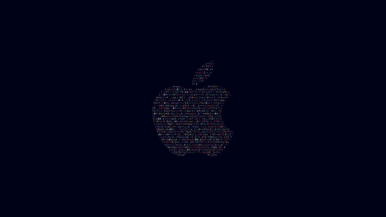 Dark background, Black, Code, Minimal, Apple logo, 4K, HD wallpaper