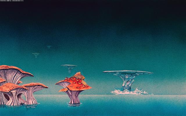 orange and blue mushroom islands digital wallpaper, landscape, HD wallpaper