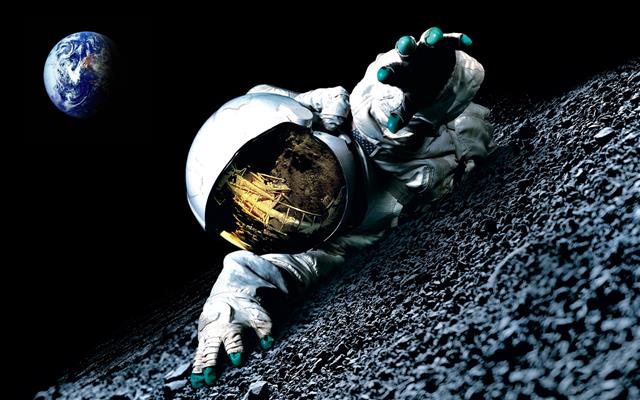 astronaut HD wallpaper, astronaut on the moon with e\arth view, HD wallpaper