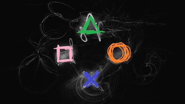 game controller icons, PlayStation, Sony, video games, black background, HD wallpaper