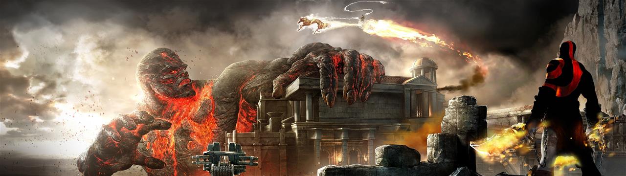 titan god of war chariots kratos 3840x1080 Video Games God of War HD Art, HD wallpaper