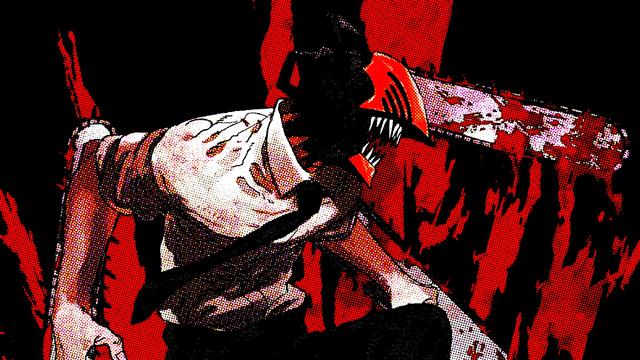 Denji (Chainsaw Man), red, dark, anime, manga, HD wallpaper