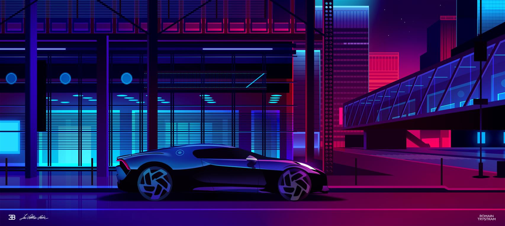 digital, digital art, artwork, car, vehicle, Bugatti La Voiture Noire, HD wallpaper