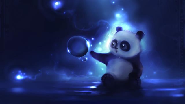 white and black panda wallpaper, art, apofiss, night, backgrounds, HD wallpaper