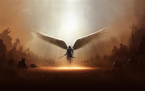 man with sword and wings illustration, artwork, angel, Diablo, HD wallpaper