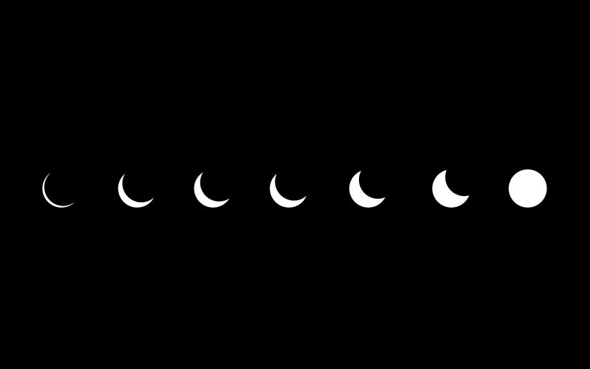 eclipse illustration, minimalism, artwork, black background, white, HD wallpaper