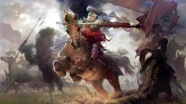 knight riding horse digital wallpaper, fantasy art, spear, animal wildlife, HD wallpaper