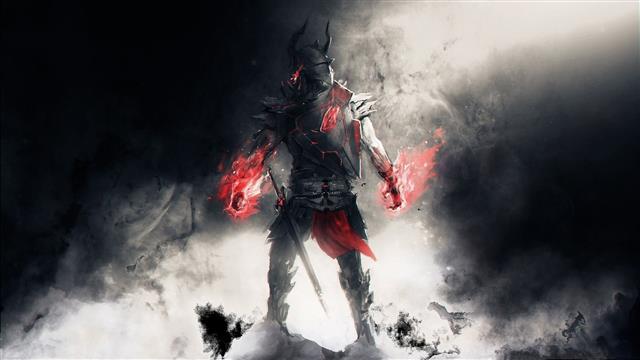Republic of Gamers HD, samurai with flaming hands, armor, armour, HD wallpaper