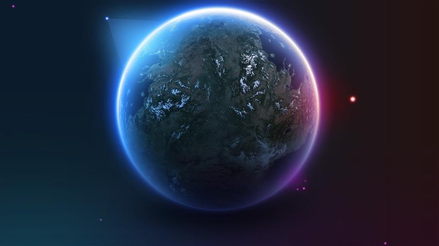 planet earth illustration, stars, satellite, artwork, digital art, HD wallpaper