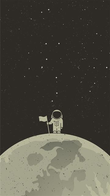 digital art, astronaut, flag, planet, spacesuit, simple background, HD wallpaper