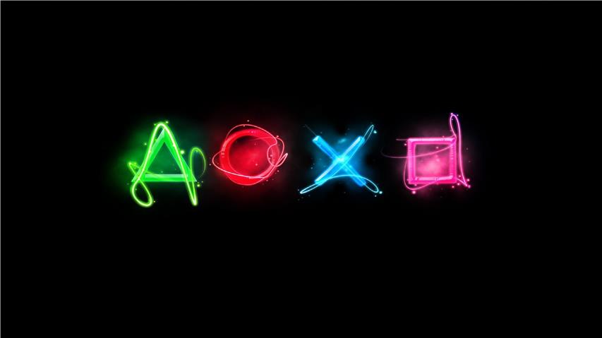 red, blue, pink, and green Playstation controller logo, illuminated, HD wallpaper
