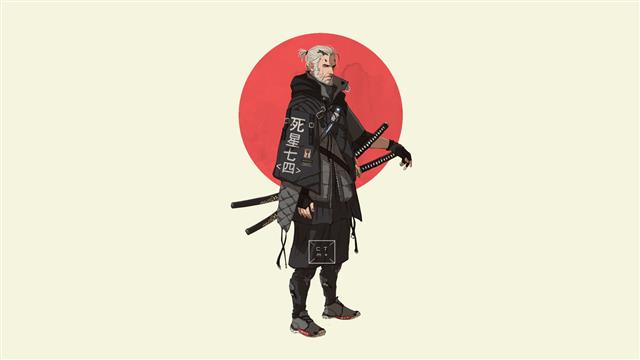 Ninja anime character, fan art, Japan, samurai, katana, original characters, HD wallpaper