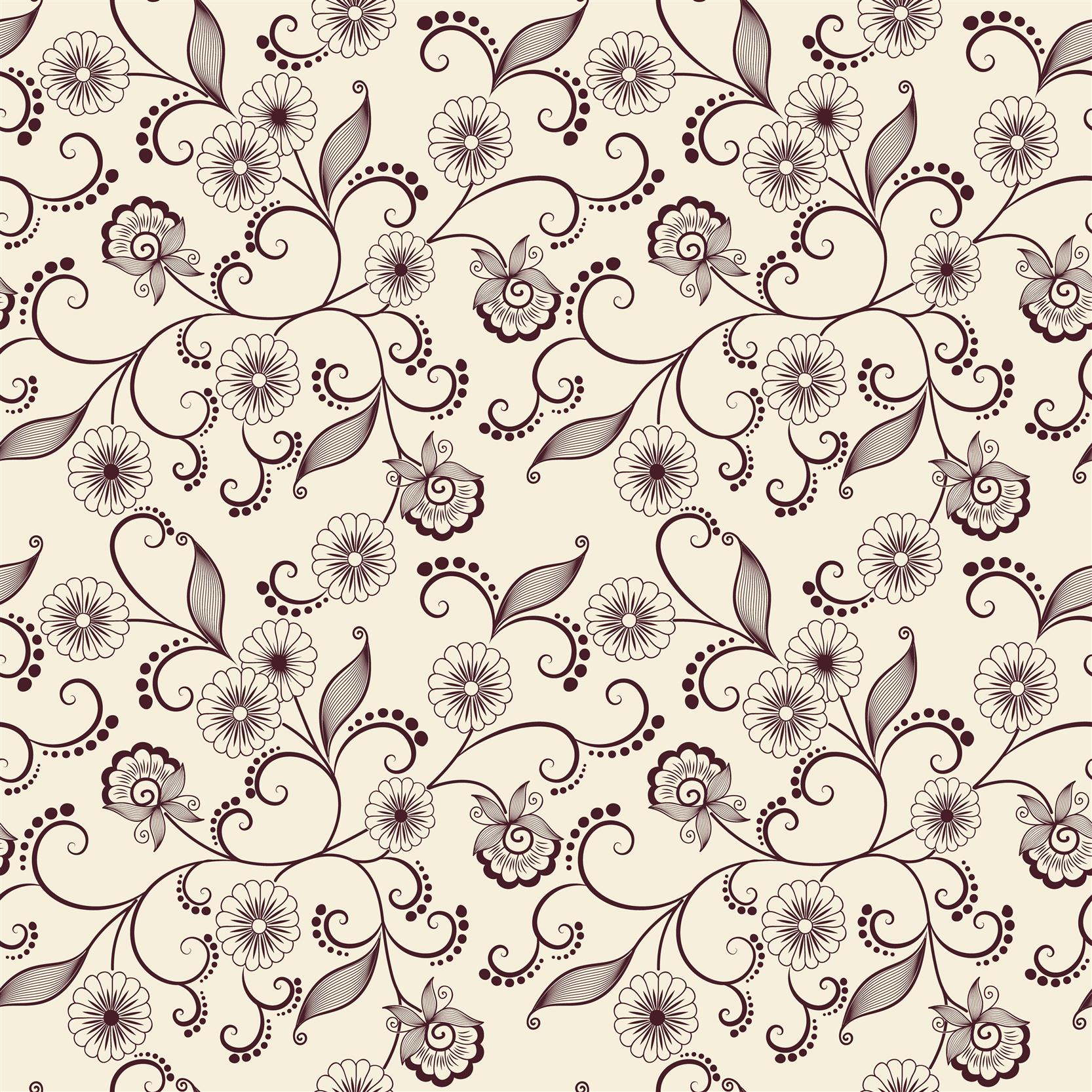 white and brown floral wallpaper, flowers, background, pattern, HD wallpaper