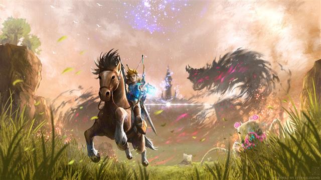 archer riding brown horse, The Legend of Zelda, Nintendo, Link, HD wallpaper