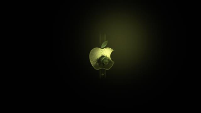 Apple logo, green, background, black, minimalism, mac, copy space, HD wallpaper
