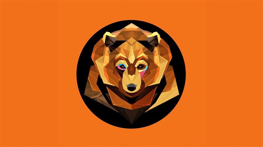 brown fox logo illustration, animals, bears, face, digital art, HD wallpaper